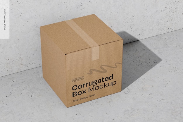 corrugated box on concrete mockup perspective
