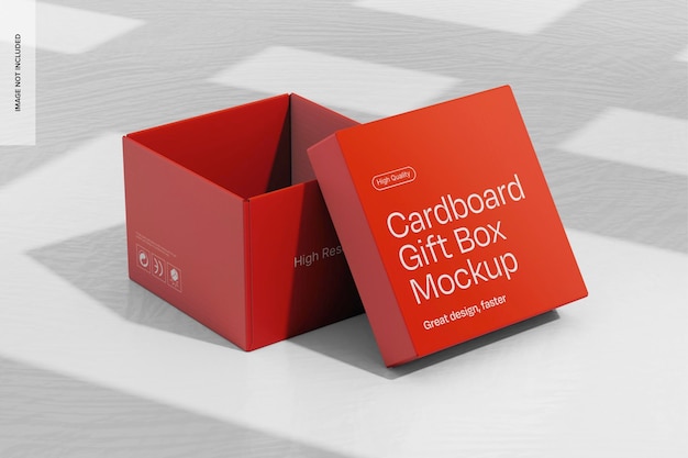 PSD corrugated cardboard gift box mockup opened