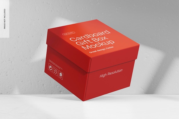 PSD corrugated cardboard gift box mockup perspective