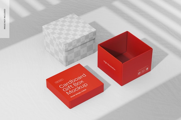 PSD corrugated cardboard gift boxes mockup