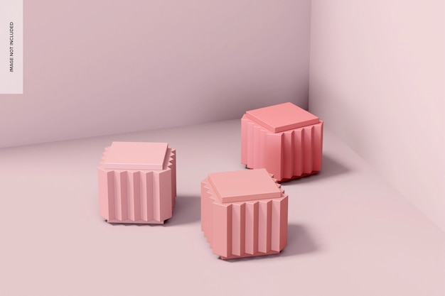 Corrugated pink podium mockup