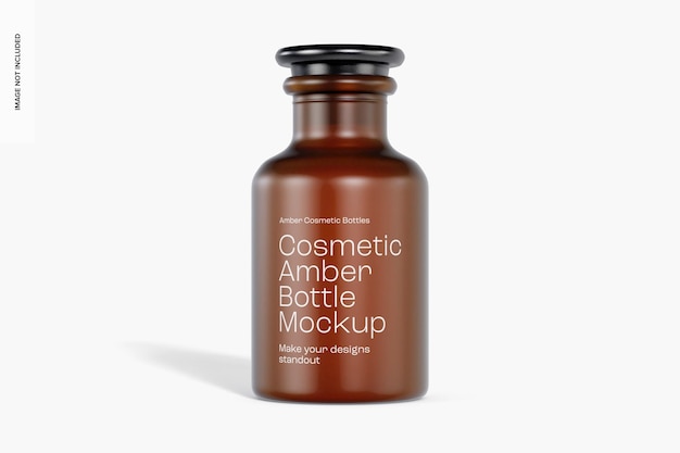 Cosmetic amber bottle mockup, front view