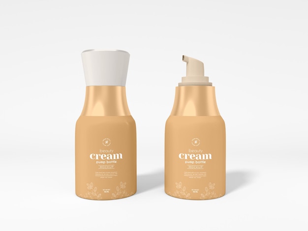 Cosmetic Beauty Cream Pump Bottle Packaging Mockup