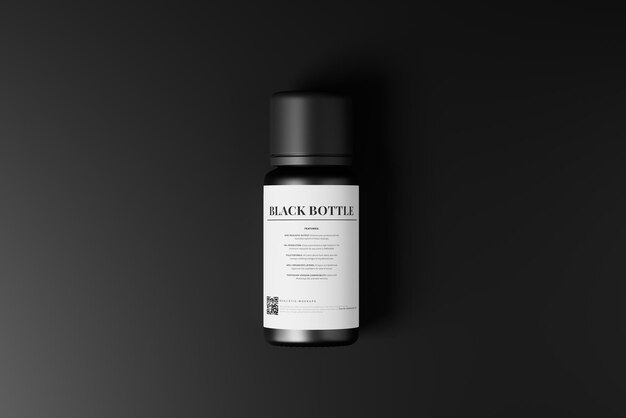 PSD mockup di bottiglia nera per cosmetici