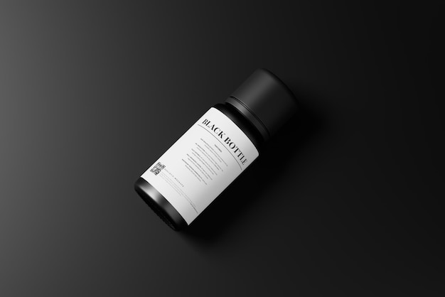 PSD cosmetic black bottle mockup