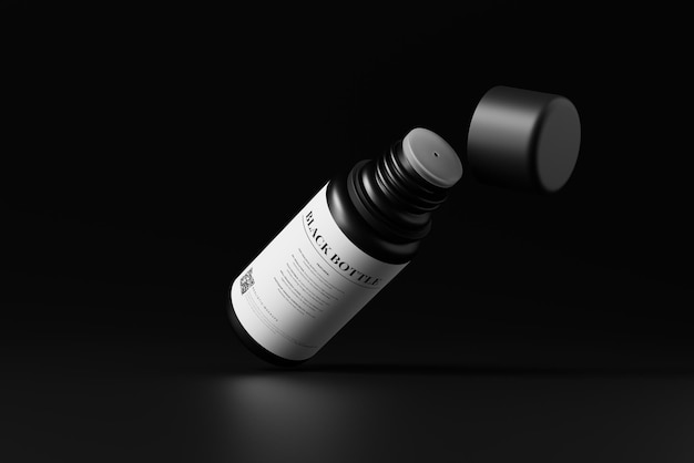 PSD cosmetic black bottle mockup