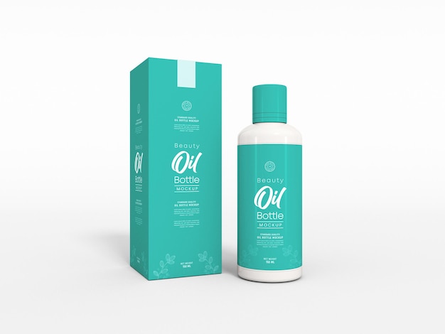 Cosmetic body oil bottle packaging mockup