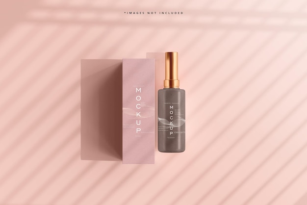 Mockup di bottiglia e scatola cosmetica