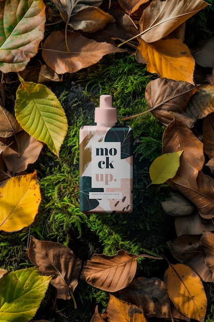 PSD cosmetic bottle in nature mockuo