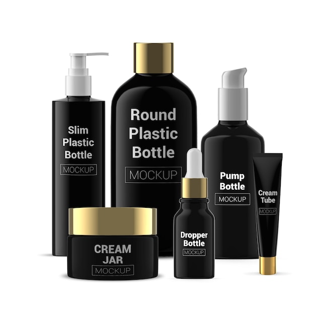 Cosmetic bottle jar tube containers mockup set