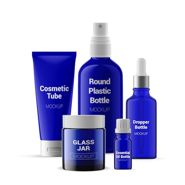 cosmetic bottle jar tube containers mockup