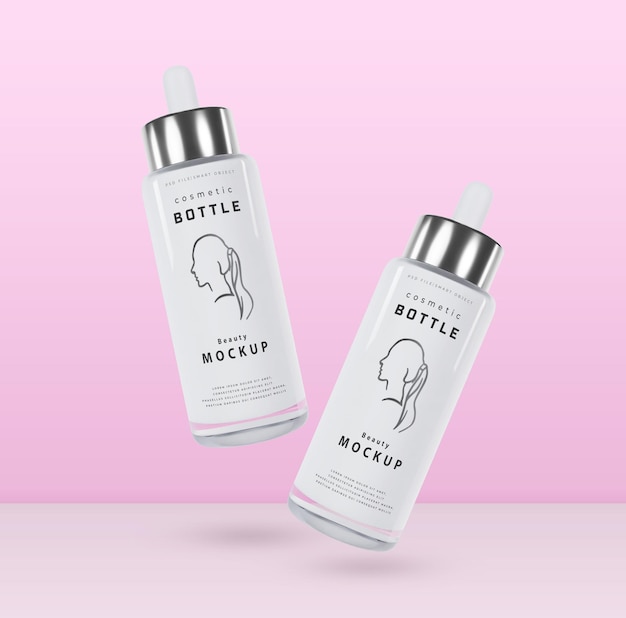 Mockup di bottiglia cosmetica per bellezza e cura della pelle