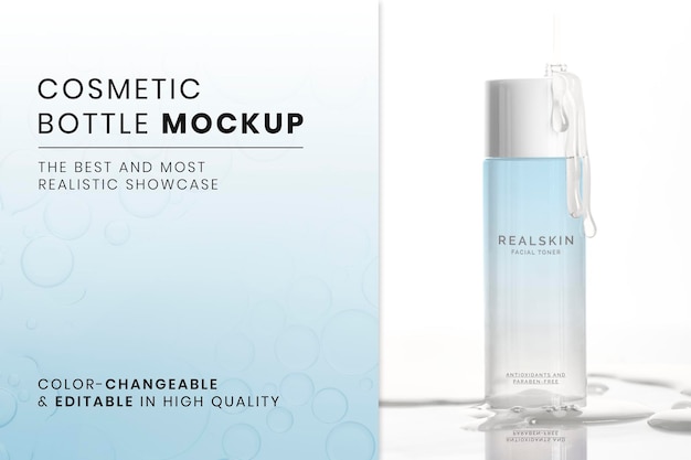 Cosmetic bottle mockup psd ready to use skincare packaging