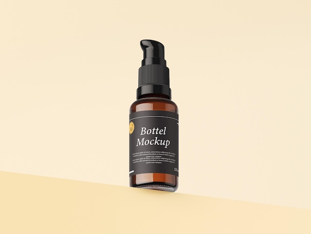 Cosmetic bottle mockup with a black pump and a black label