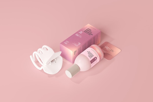 Cosmetic bottle packaging mockup scene