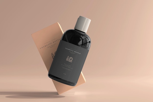 Bottiglia cosmetica con scatola mockup