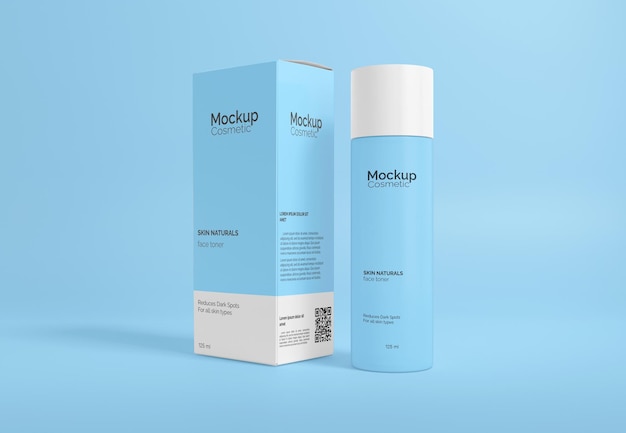 Flacone cosmetico con mockup di imballaggio in scatola