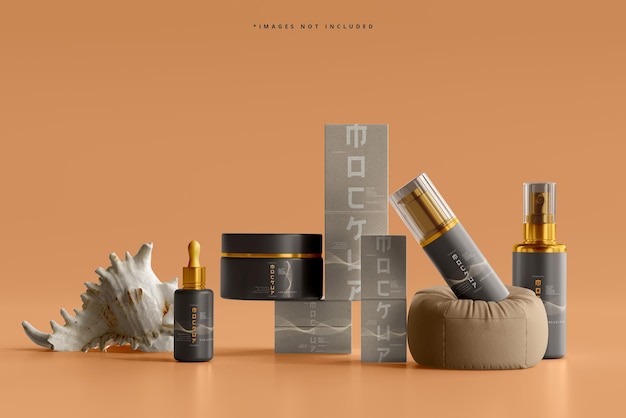 Cosmetic branding mockup scene