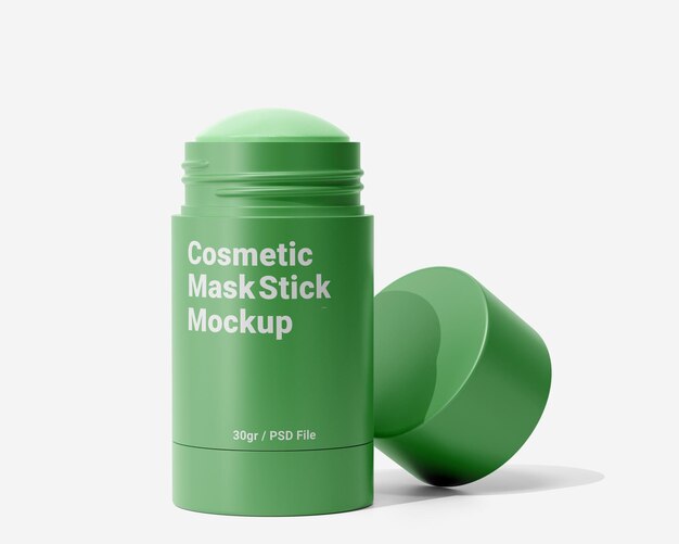 PSD cosmetic clay mask stick blush packaging mockup