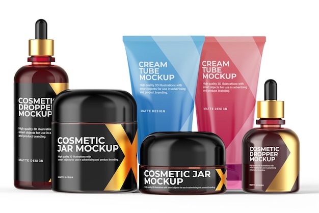 Mockup di collezione di cosmetici