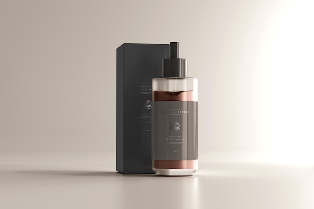 Cosmetic Cream Bottle with Box Mockup