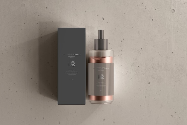 Cosmetic Cream Bottle with Box Mockup