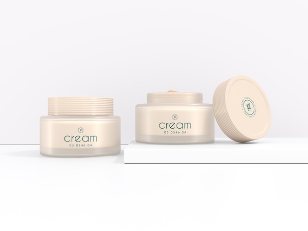 PSD cosmetic cream container branding mockup