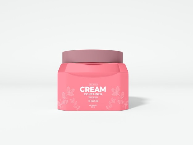 Cosmetic cream container packaging mockup