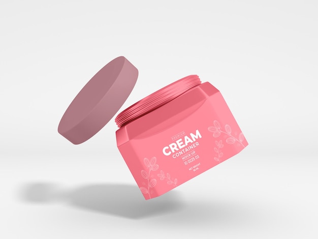 Cosmetic cream container packaging mockup