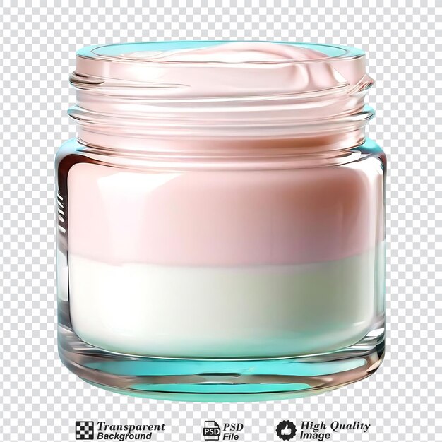 Cosmetic cream in a glass jar isolated on transparent background