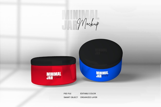 Cosmetic cream jar on a editable background with reflection and shadow Mockup