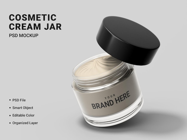 Cosmetic cream jar mockup design isolated