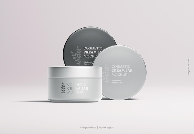 Cosmetic cream jar mockup isolated