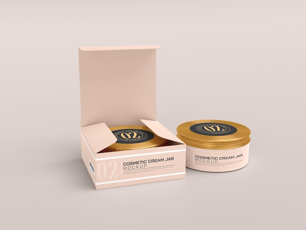 Cosmetic cream jar mockup