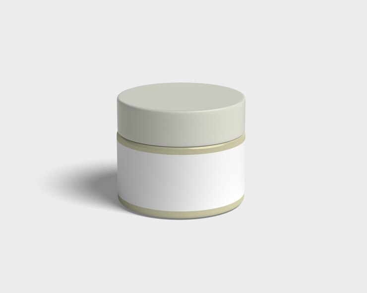 PSD cosmetic cream jar with white label for product mockup