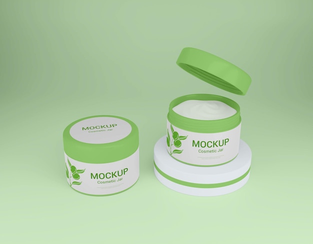 Cosmetic cream jars psd mockup