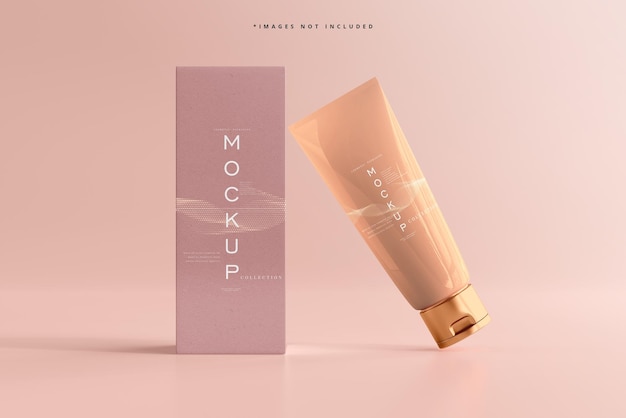 PSD mockup di tubo e scatola di crema cosmetica