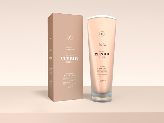 PSD cosmetic cream tube branding mockup