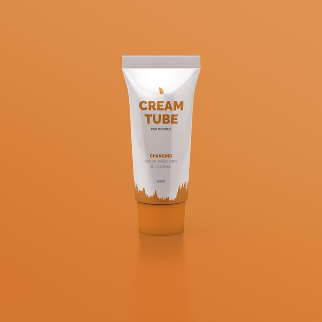 Cosmetic cream tube packaging mockup. Front view