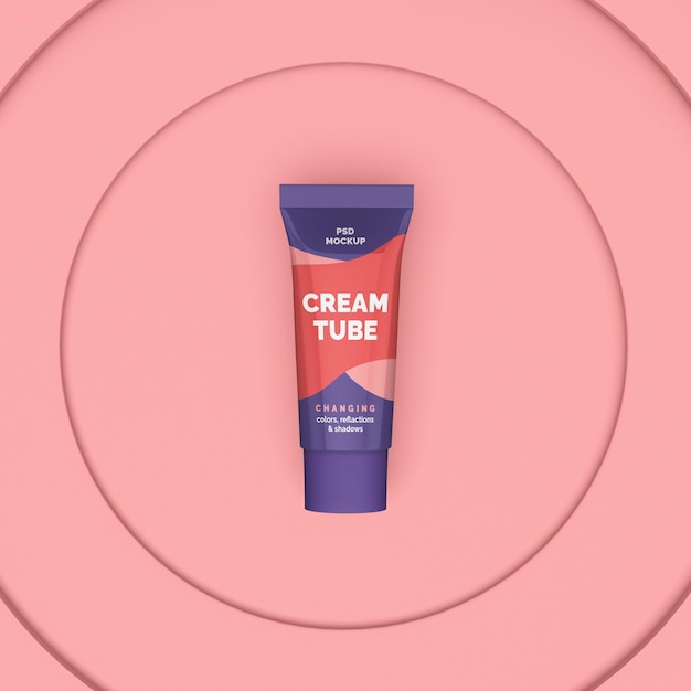 Mockup di confezionamento di tubi di crema cosmetica. vista dall'alto