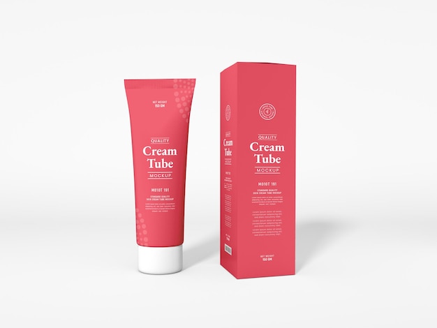 Cosmetic cream tube packaging mockup