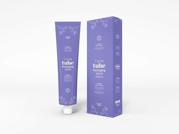 PSD cosmetic cream tube packaging mockup