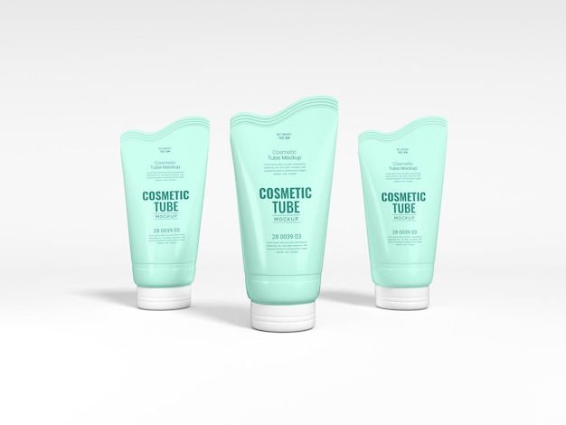 Cosmetic cream tube packaging mockup