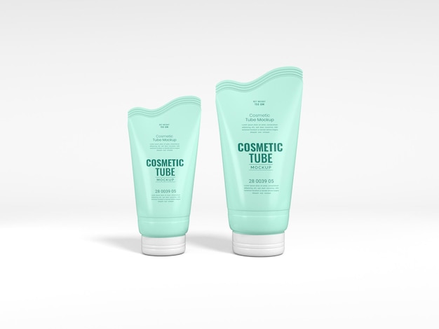 Cosmetic cream tube packaging mockup