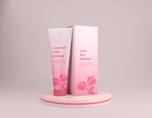 Mockup di confezione di tubi per crema cosmetica