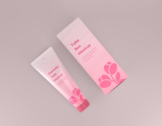 Mockup di confezione di tubi per crema cosmetica