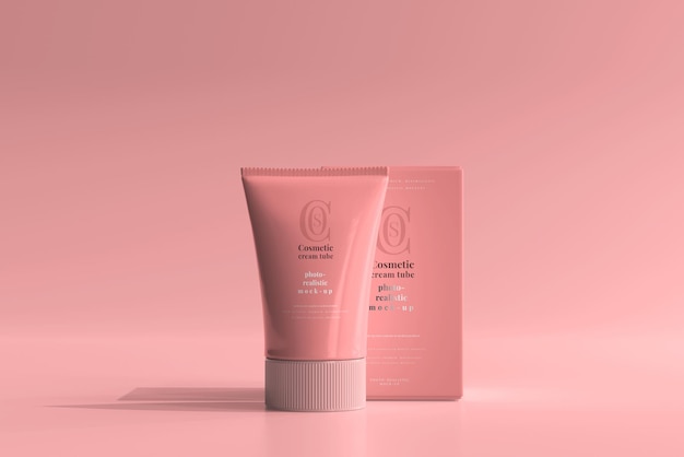 Tubo di crema cosmetica con scatola mockup