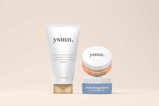 Mockup 3d cosmetico, crema da giorno e crema da notte