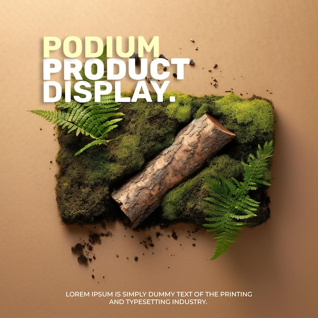 PSD cosmetic display product natural podium stand podium scene for product presentation 3d rendering