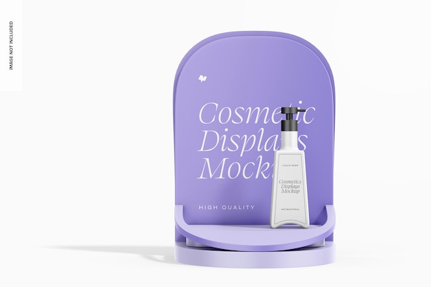 Cosmetic display with rounded corners mockup, front view